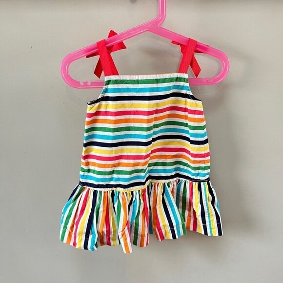 Hanna Andersson Rainbow Striped‎ Ribbon Dress- Size 80 (18-24m) - Picture 2 of 3